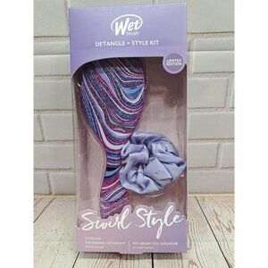 NIB Wet Brush Detangle Plus Style Kit Limited Edition Swirl Style Coil Scrunchie
